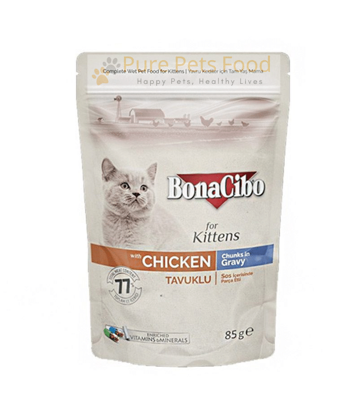 BonaCibo Chicken Kitten Wet Food Pouches (85g)