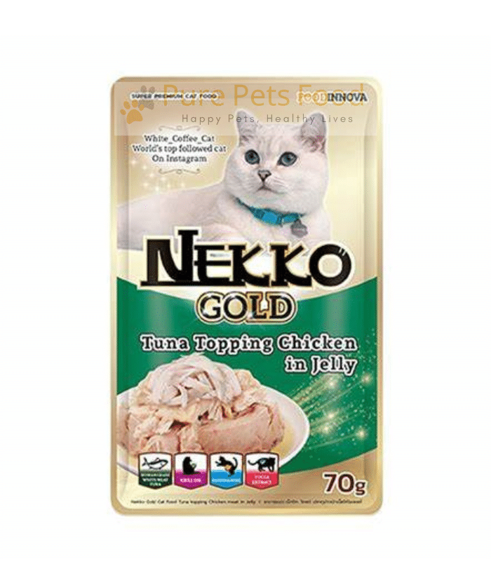 Nekko Gold Tuna Topping Chicken in Jelly Cat Food Pouch (70g)