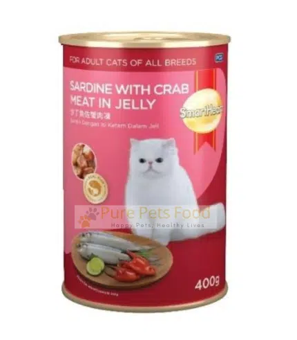 Premium SmartHeart Sardine & Crab Stick Cat Canned Food in Jelly (400g)