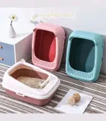Semi Enclosed Cat Litter Box Set with Scoop